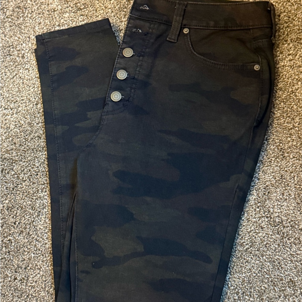 Camouflage Button-Fly Pants
